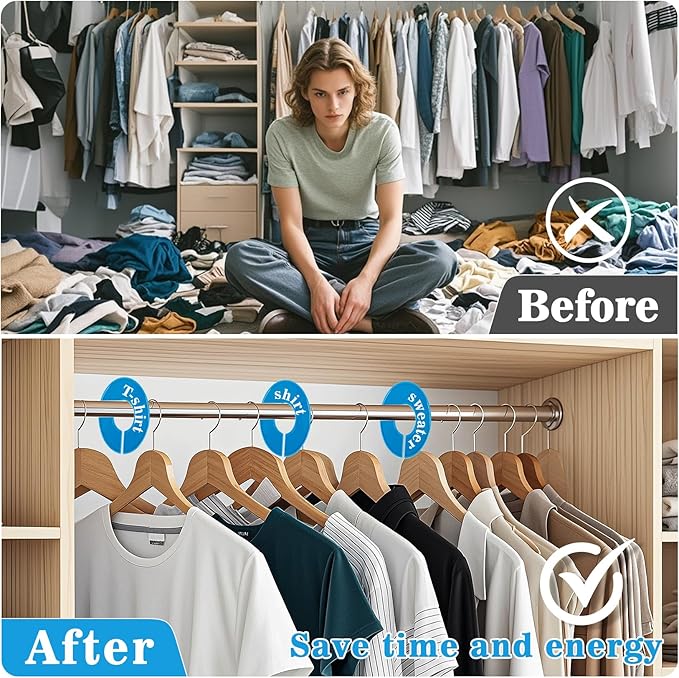 Sukh Baby Closet Dividers 30pcs - Plastic Clothes Organizer Shelf Tags Labels for Clothing Rack Wardrobe Store Warehouse Nursery Must Haves Boutique Supplies Sturdy Durable Flexible No Burrs (Blue)