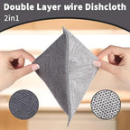 2 in 1 Stainless Steel Scrubber & Microfiber Cleaning Cloth, 10 Pack Towel & Steel Scrub Cloth for Pans, Dishes, Countertops, Reusable Non-Scratch Cleaning Pad for Kitchen Sink