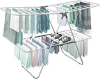 Brookstone – Extra Large – Double Spaced - 2 Tier Collapsible Clothes Drying Rack, Indoor/Outdoor Folding Hanging Garment Stand [NO Assembly - Ready Out of The Box]