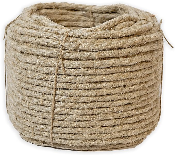 100% Organic Hemp Twine Rope (100ft x 1/4 in.), 6mm Thick Cord, Natural String, Heavy Duty Outdoor Twine, Jute Rope, Plant String, Twine for Crafts and Gardening