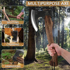 Hatchet, 15.7" Camping Axe with Leather Sheath, Bushcraft Axe with 1065 Carbon Steel & Beech Handle, Survival Hatchet for Wood Splitting and Chopping - Perfect for Gardening and Outdoor
