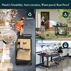 Heavy Duty Cart Utility Cart, Heavy Duty Rolling Service with Wheels, 500lbs Load Capacity, Durable Plastic & Deep Shelves for Warehouse, Garage, Cleaning - Swivel Wheels Easy Maneuverability