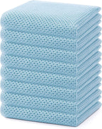 Homaxy 100% Cotton Waffle Weave Kitchen Dish Towels, Ultra Soft Absorbent Quick Drying Cleaning Towel, 13 x 28 Inches, 8-Pack, Sky Blue