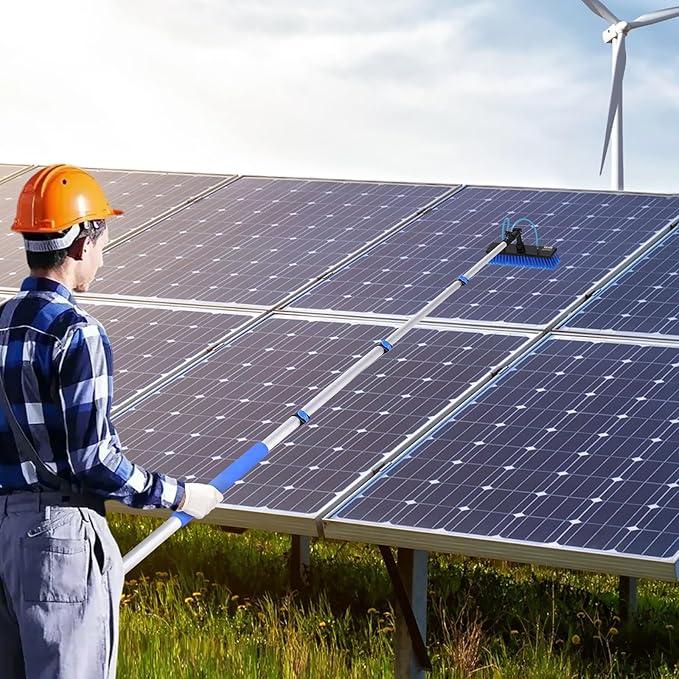 VEVOR Water Fed Pole Kit, 12FT Solar Panel Cleaning Pole with Extendable Handle, 180° Rotatable Brush Head & 65.6FT Hose, Household & Outdoor Window Cleaner Tool for Caravan Solar Panel Deck