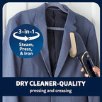 Conair SteamStylist 3-in-1 Steam, Press and Iron Steamer for Clothes, With Fabric Shaver, Extra Water Tank and Storage Bag, For Home, Office or Travel, Amazon Exclusive, Midnight Blue