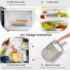 Amathley Bento Box Adult Lunch Box Kids,Lunch Containers for Adults/Kids/Toddler,5 Compartments Bento Lunch Box with Sauce Vontainers,Microwave & Dishwasher & Freezer Safe,BPA-Free (White)
