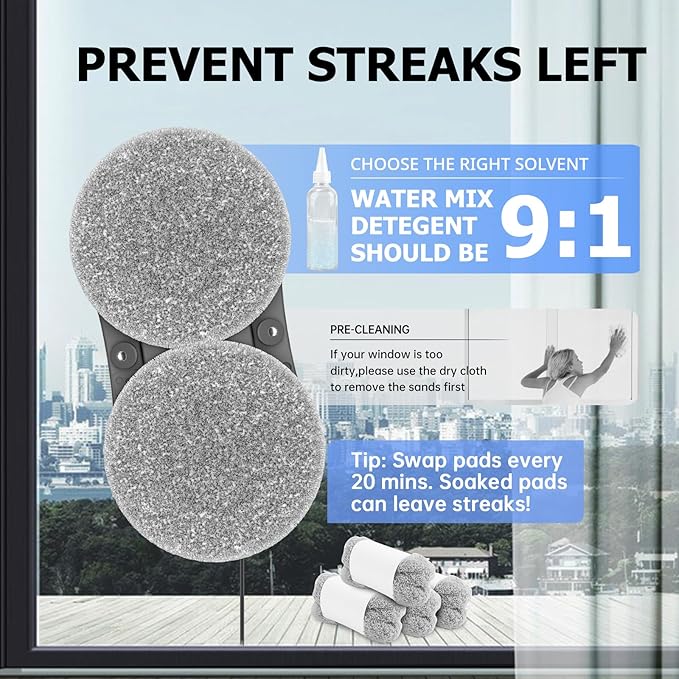 S1 Window Cleaner Robot with Dual Water Spray 3500Pa Houshold Window Cleaning Robot with Toolbox 6.0 AI Path Planning for Framed/Frameless Glass Low Noise Glass Cleaning Robot with Belt