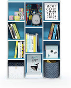 Furinno Luder Bookcase / Book / Storage , 11-Cube, White/Light Blue