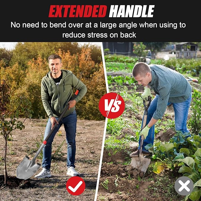 Heavy Duty Garden Tools Digging Shovel Garden Shovel Spade with Long Fiberglass Handle for Digging and Garden Work,58 inches