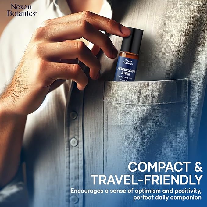 Frankincense & Myrrh Essential Oil Roll-On 10ml - 100% Pure, Natural Oil for Aromatherapy & Skin Care - Nexon Botanics