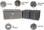 Covermates Keepsakes - Adjustable Zip-Top Storage Box - Configurable FlexGrid Compartments - Heavy Duty Polyester- Reinforced Handles - Stackable Design - Indoor Storage, Grey Heather