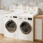 2-Tier Washer Dryer Countertop, Laundry Room Organization and Storage, 27.6" x 54" Wood Laundry Countertop for Washer and Dryer, White