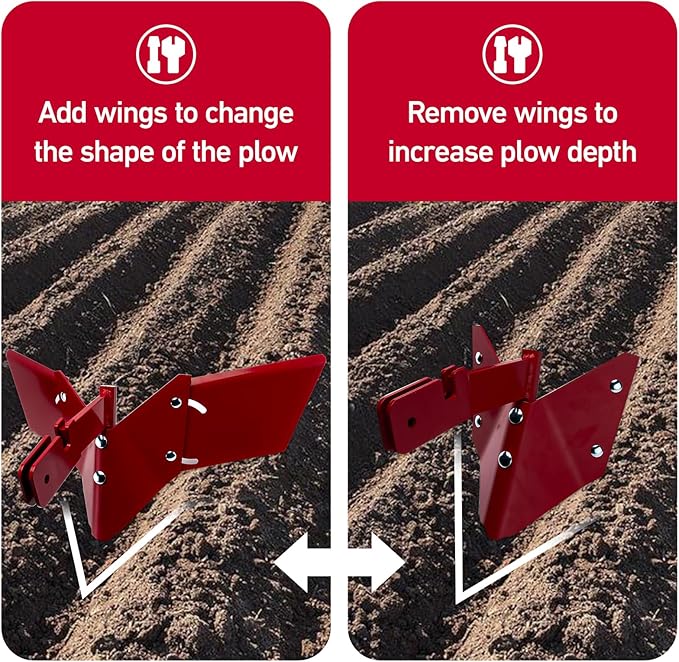 15683 Hiller-Furrower Kit Rear Tine Rototillers Fit for Large and Small Areas of Land Cultivation, Adjustable Wings, Three Kinds of Connection - Including Installation Accessories