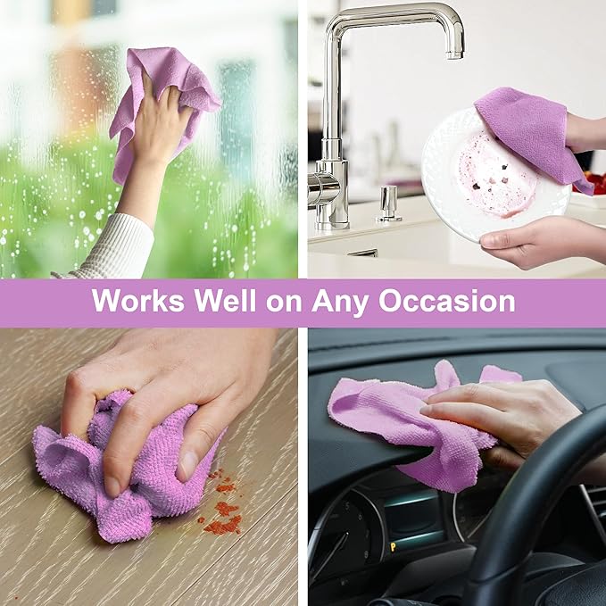 LIVOS Microfiber Cleaning Cloth Roll - 80 Pack, Reusable Paper Towels Purple Tear Away Towels, Microfiber Towels for Cars, Super Absorbent Lint Free Cleaning Rags for House,Kitchen,Window-11.5"x11.5"