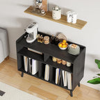 ChooChoo Record Player Stand, Turntable Stand with Vinyl Storage, Record Player Cabinet Up to 350 Albums, Cube Storage Organizer for Living Room, Black