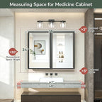 TokeShimi 36x24 Bathroom Mirror with Storage Beveled, Gold Recessed Medicine Cabinet with Mirror Aluminum, Surface Mounted Metal Medicine Cabinets for Bathroom Vanity Wall