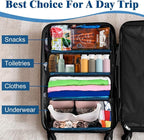 Suitcase Organizer, Carry On Closet Luggage Organizer Accessories - Foldable, Hangable Portable Hanging Travel Shelves With Shoulder Strap, Small, Navy Blue