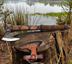 Forest Hunting | 27" and 3.5 lbs Custom Handmade Viking Axe of Ragnar Lothbrok Norsmen- Tomahawk and Forest Hatchet Authentic Viking ax with Sheath Mens Gift. (Ragnar Lothbrok Axe)