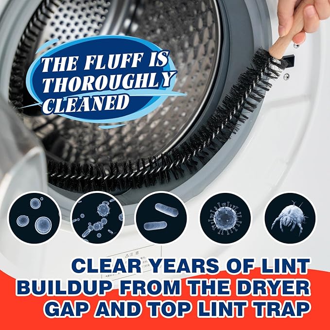 Dryer Vent Cleaner Kit, Bluesea 33-Piece Omnidirectional Dryer Cleaning Kit Include 40 Feet Dryer Vent Brush, Upgrade Noiseless Dryer Lint Vacuum Attachment, Lint Trap Brush, Vacuum & Dryer Adapters