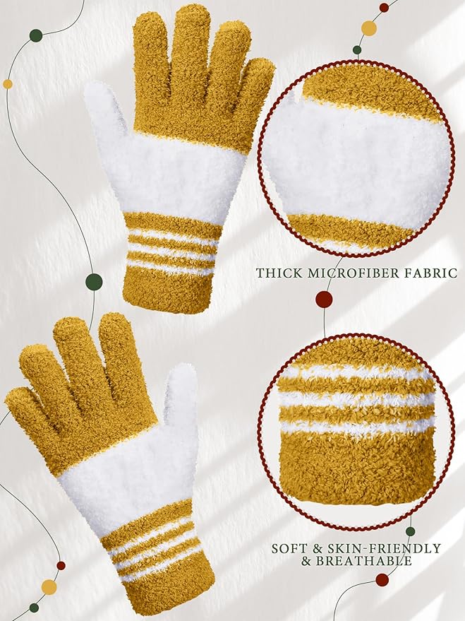 Patelai 3 Pairs Microfiber Plant Dusting Gloves Leaf Cleaning Gloves for Indoor Plants, Blinds, Furniture, House (Red,Green,Yellow,Large)