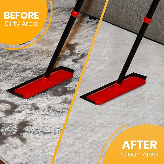 Dog Hair Carpet Rake – Cat and Dog Carpet Hair Removal Tool with Flex and Grab Bristles and Tri-Flex Rubber Edge – Adjustable Handle for Easy Fur Removal on Stairs Furniture Pet Beds Cat Towers