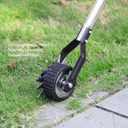 Wheeled Lawn Edger, Hand Garden Edger with Stainless Steel Handle, 26x4.5x15cm, Paint Coated Serrated Blade, for Overgrown Weeds (4 Sections)
