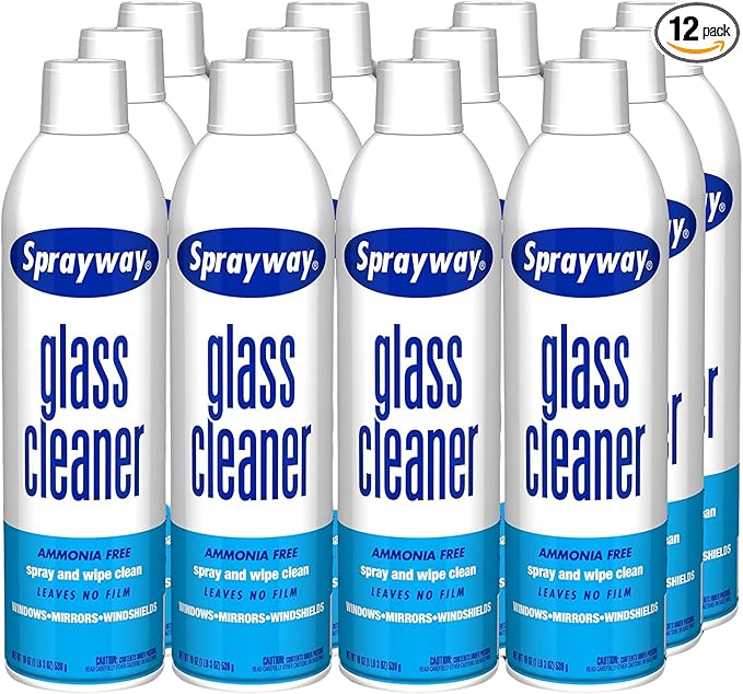 Sprayway Glass Cleaner with Foaming Spray for a Streak-Free Shine for Home and Automotive Use, 19 oz., Pack of 12