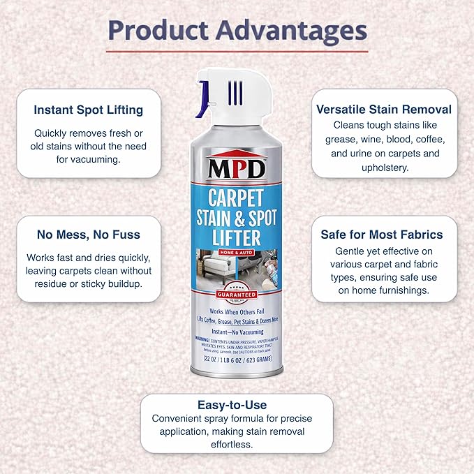 MPD Cobalt Charm Carpet Stain & Spot Lifter – 22 oz Aerosol | Instant Stain Removal for Oil, Water-Based Stains, Grease, Coffee, Wine, Blood, Urine & More (2 Pack)