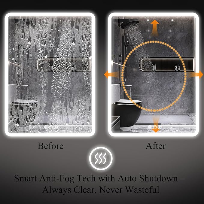 LED Bathroom Medicine Cabinet with Mirror, 24 Inch x 32 Inch Bathroom Mirror Cabinet with Door & Adjustable Shelves, Surface Mount or Recess Installation