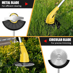 Electric Weed Wacker: Grass String Trimmer with 12V 2.0Ah Batteries & Fast Charger - Cordless Lightweight Cutter/Edger/Mower with 2 Types Blades for Garden Yard Lawn, Yellow