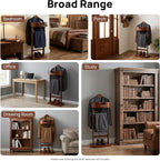 Wood Men Valet Stand with Drawer, Standing Suit Valet Stand, Clothes Organizer Rack for Home Entryway Living Room Bedroom Office, 22lbs Load Capacity(Brown)