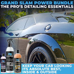Grand Slam 3-Pack - Includes Tire Shine Gel (8oz), Car Scratch Remover (4oz), Water-Repellent Vinyl and Car Leather Protector (8oz), 2 Microfiber Towels
