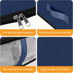 StorageRight Under Bed Storage Bags 10 Pack, 40L Large Clothes & Comforter Storage Containers with Clear Window, Breathable Fabric Organizer for Blankets, Bedding, Seasonal Clothing, Blue