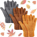 Patelai 3 Pairs Microfiber Plant Dusting Gloves Leaf Cleaning Gloves for Indoor Plants, Blinds, Furniture, House (Orange,Brown,Dark Gray,Medium)