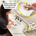 Reusable Paper Towels - 10 Pack - Roll of Washable Cotton Cloth Paper Towels - Paperless Reusable Napkins Cloth Washable - Absorbent + Long Lasting - Zero Waste Products - (Lemon)