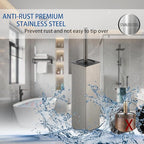 BGL Square Toilet Brush with Holder,Stainless Steel Rubber Painted Toilet Bowl Brush and Holder for Bathroom,2 Cleaner Brush Heads,Brushed Nickel