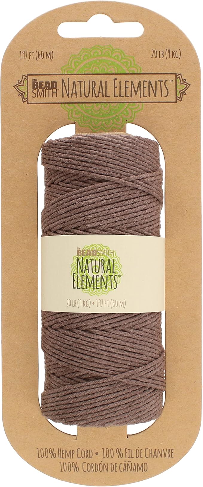 The Beadsmith 100% Hemp Cord – Brown Color – 2mm, 197 Foot Spool, 20LB Test Strength – Twine for Jewelry Making, Macrame, Paper Crafts, Gardening, Scrapbooking, Home Décor, DIY String Art & More