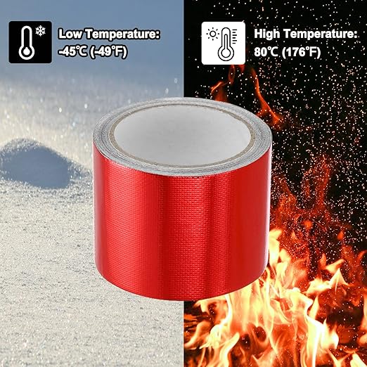 PATIKIL Awning Repair Tape 8m x 8cm Waterproof Canvas Tape High Adhesive Tear Repair Patch Kit for PVC Tarpaulin Tent Awning Fabric RV Sail Boat Cover, Red (3.15" x26.24ft)