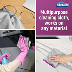 Microfiber Cleaning Cloth Polishing Glass Cleaner Absorbent Kitchen Towel Quick Drying Miracle Lint Free Rags for Household Auto Detailing Bathroom, Pack of 6, 12 x 12 Inch, Sliver-Purple