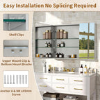 BEAUTYPEAK Bathroom Medicine Cabinet Mirror with Storage, 36 Inch x 26 Inch Silver Medicine Cabinet with Double Door & Adjustable Shelves for Vanity, Tempered, Aluminum Surface, Wall-mount or Recessed