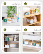 Trash Bag Dispenser Dishwasher Pod Holder - 5 in 1 Plastic Garbage Bag Under Sink Organizer, Acrylic Dryer Sheet Balls Laundry Pods Container with Bamboo Lid, Pantry Organizers and Storage Box