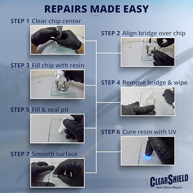 Clearshield Windshield Repair Kit - Window Rock Chip Repair Kit - Cracked Windshield Repair Kit - Auto Glass Repair Kit for 200+ Repairs