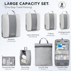 8 Set Compression Packing Cubes for Travel Essentials,Compressible Expandable Packing Cubes for Suitcase,OlarHike Luggage Organizer Bags for Travel,Handy Helper for Organizing Clothes(Gray)