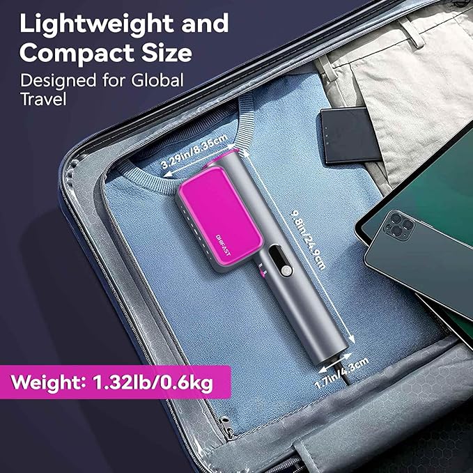 Dual Voltage Travel Steamer for Clothes, 100-240V Portable Handheld Garment Steamer, 15s Fast Heat-up, 9 Mins Continuous Steam, 2-in-1 Iron Steamer for Global Travel and Home