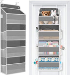 WISELIFE Over the Door Organizer - 4 Shelves Large Capacity Hanging Bedroom Storage Solution with 6 Side Pockets for Dorm Bathroom Pantry Nursery and Baby Essentials Holds up to 40 lbs (Grey)