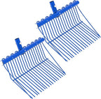 Tandefio 2 Pack Pitchfork Replacement Head Metal Horse Manure Rake Gardening Pitch Fork with Angled Tines for Horse Stall Poop Picking up(Blue)