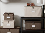Covermates Keepsakes - Adjustable Zip-Top Storage Box - Configurable FlexGrid Compartments - Heavy Duty Polyester- Reinforced Handles - Stackable Design - Indoor Storage, Brown Heather