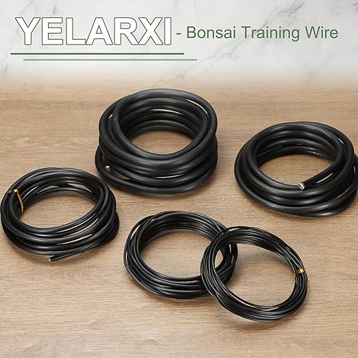 Bonsai Training Wire, 7mm x 9.8 ft Anodized Aluminum Floral Plant Training Wire Bendable Metal Stems Accessories for Gardening Branch Fixing Crafts (Black)