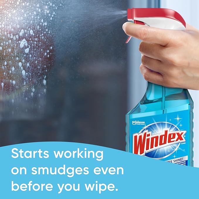 Windex Refill Glass and Window Cleaner Bottle, Bottle Made of 100% Recycled Plastic, Surface Cleaning Spray, Original Blue Scent, 2L (67.6 Fl Oz) (Pack of 6)