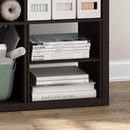Furinno Cubicle H-Shelf Cube Organizer Insert (Does not fit IKEA Kallax Shelving), Black Dark Oak